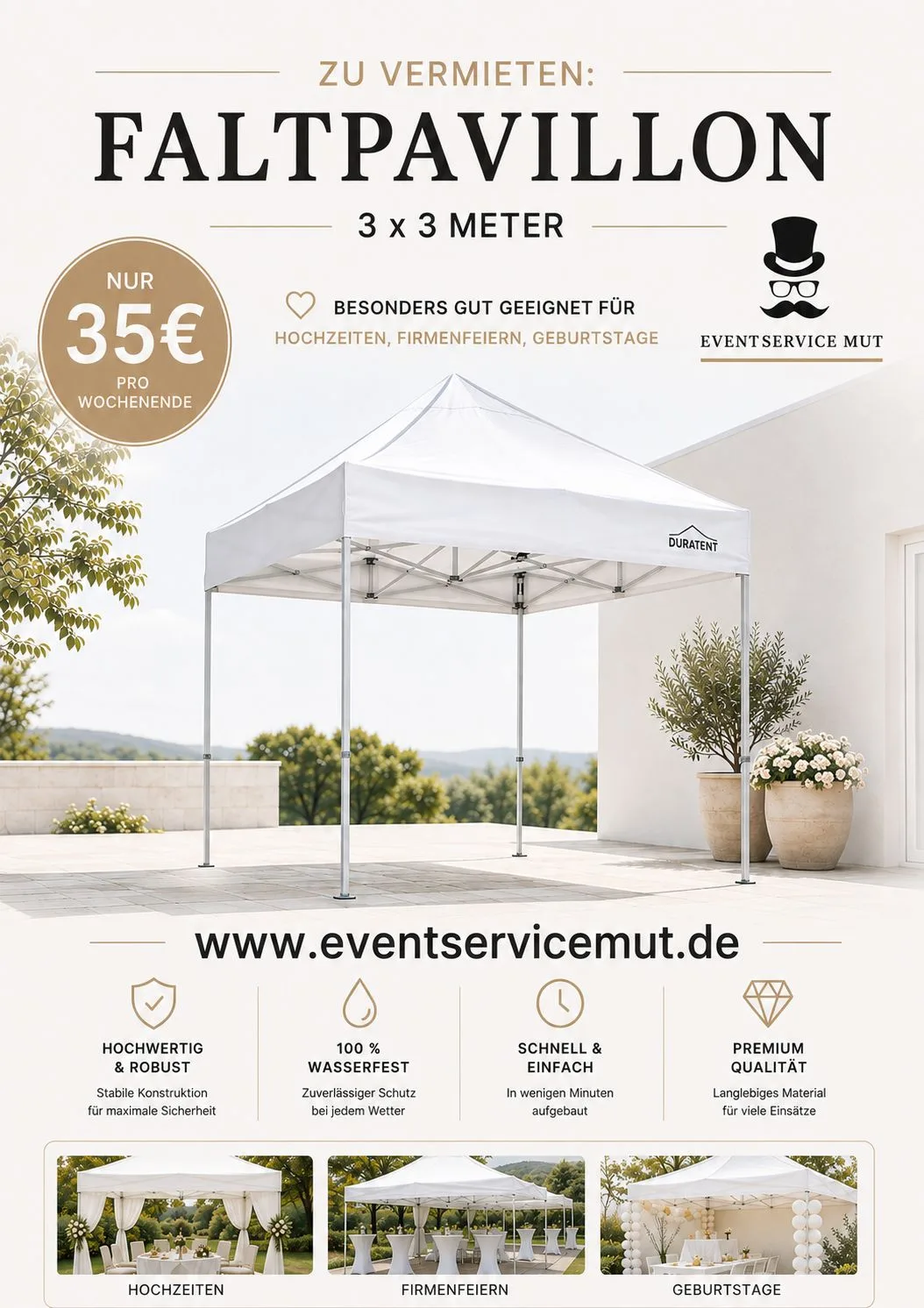 Faltpavillon 3 x 3 Meter